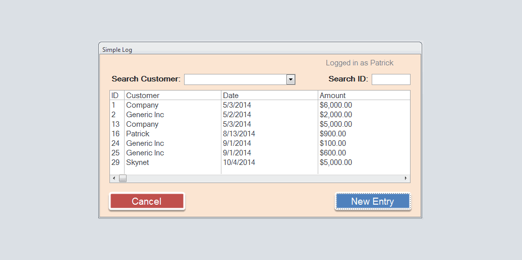 Simple Log with login